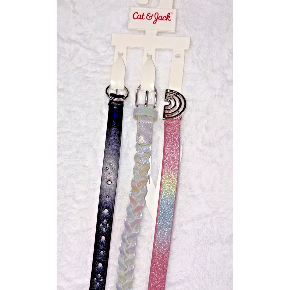 Cat & Jack Girls' 3pk Rainbow Belt Set - Size Medium